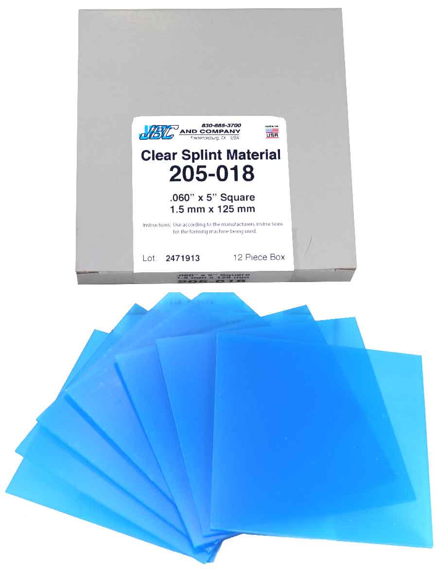 205-018: .060 x 5"   SQUARE Clear Splint Material